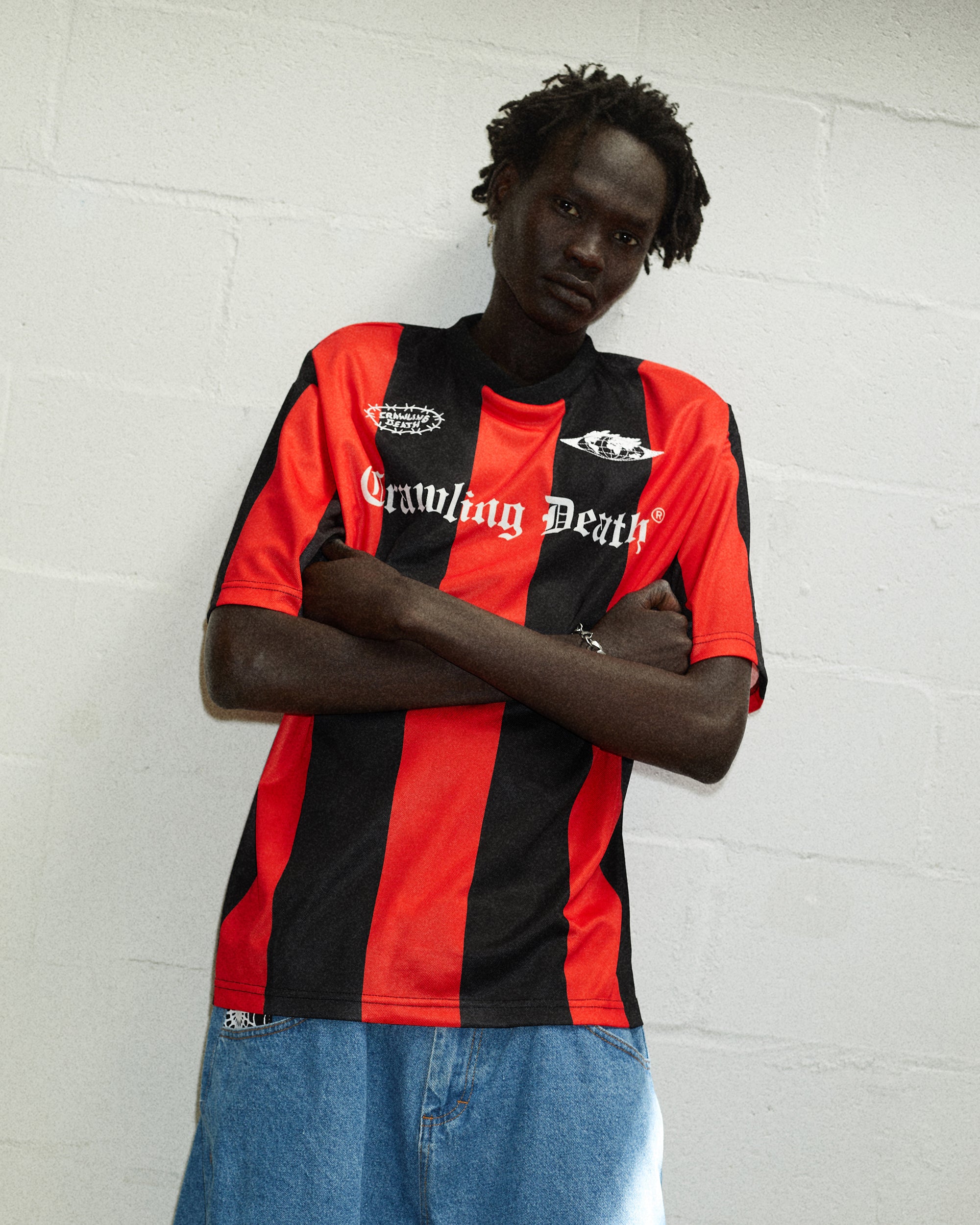 Striped Soccer Jersey | Black Red