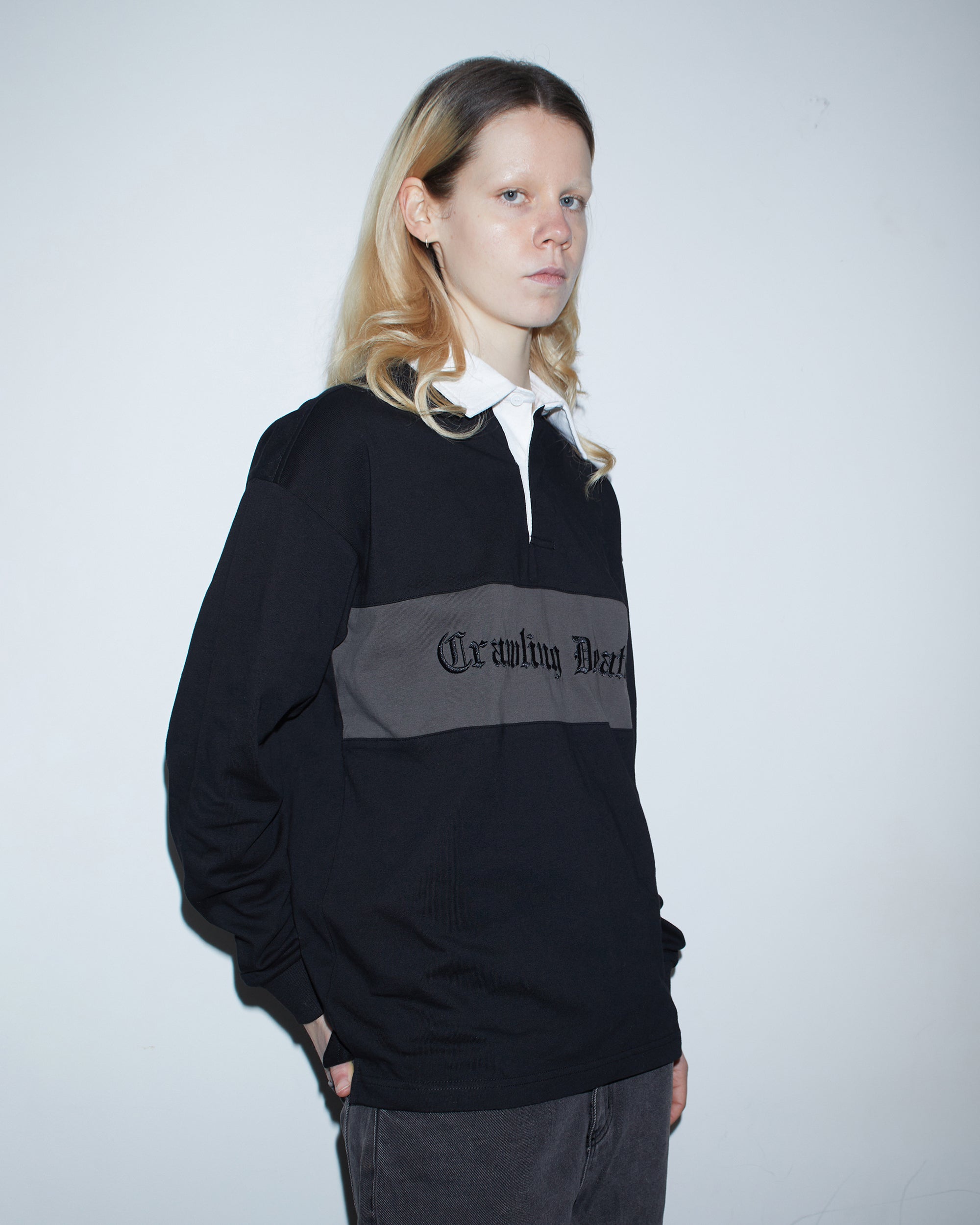 Gothic Panel Rugby Jersey | Black Grey