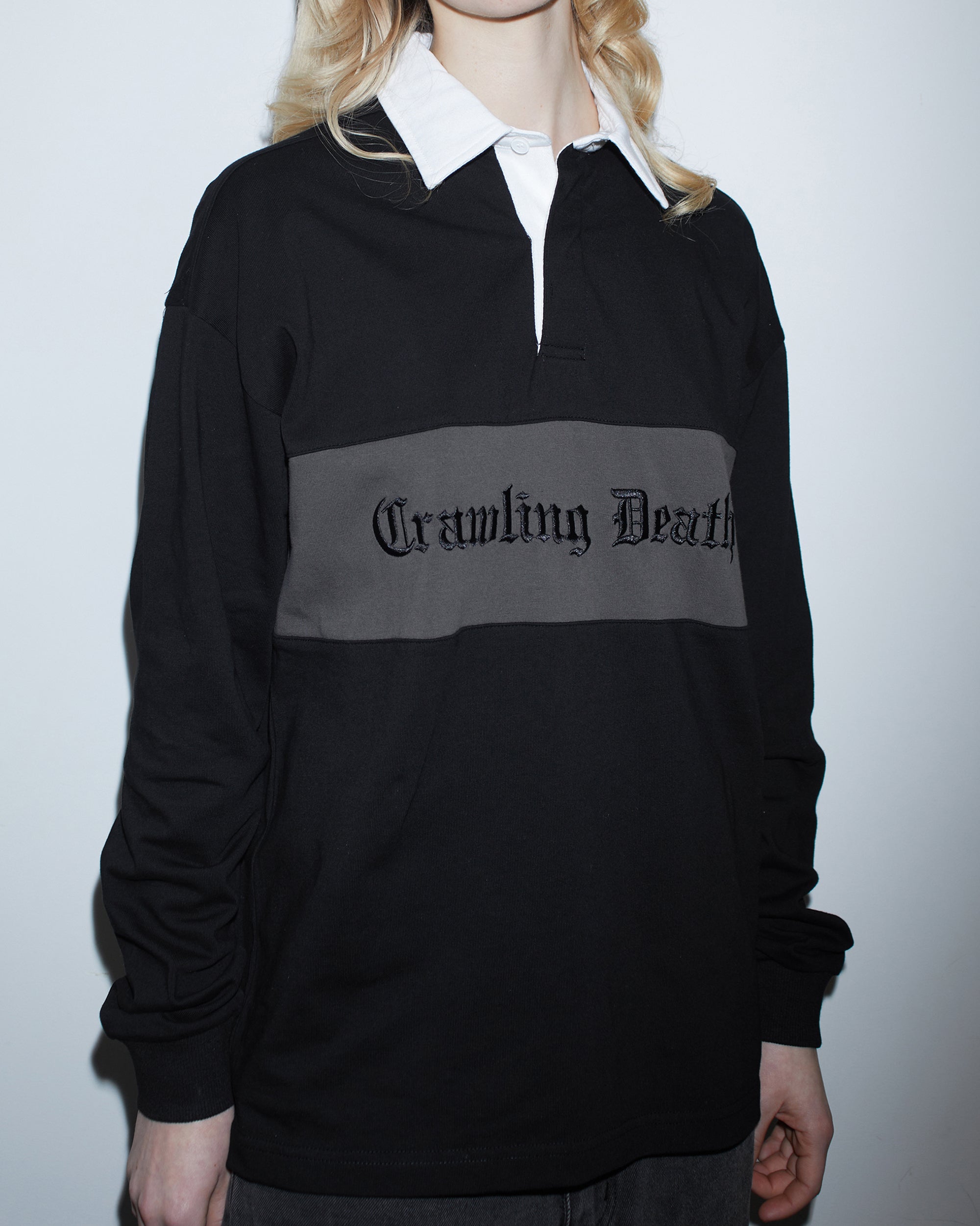 Gothic Panel Rugby Jersey | Black Grey