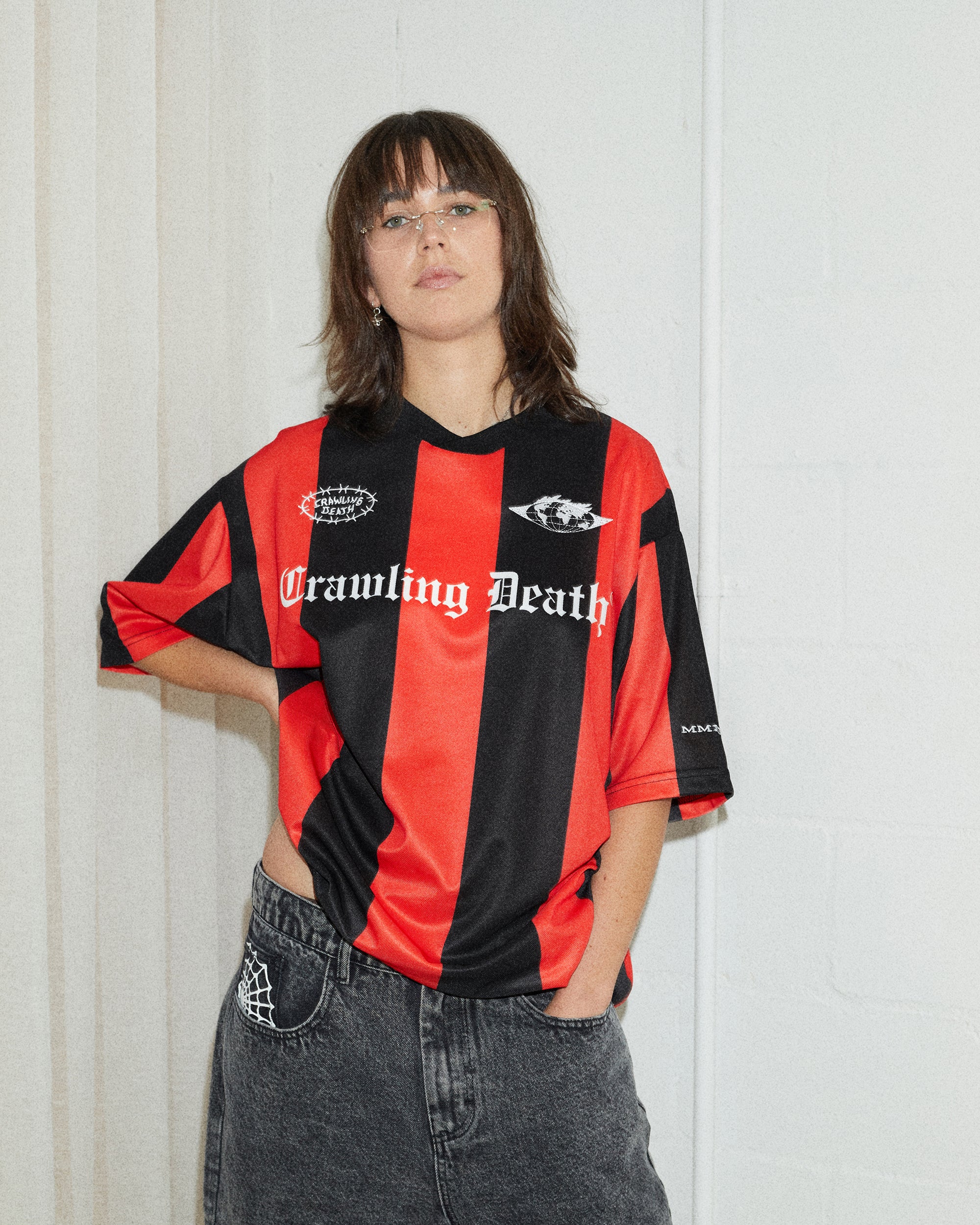 Striped Soccer Jersey | Black Red