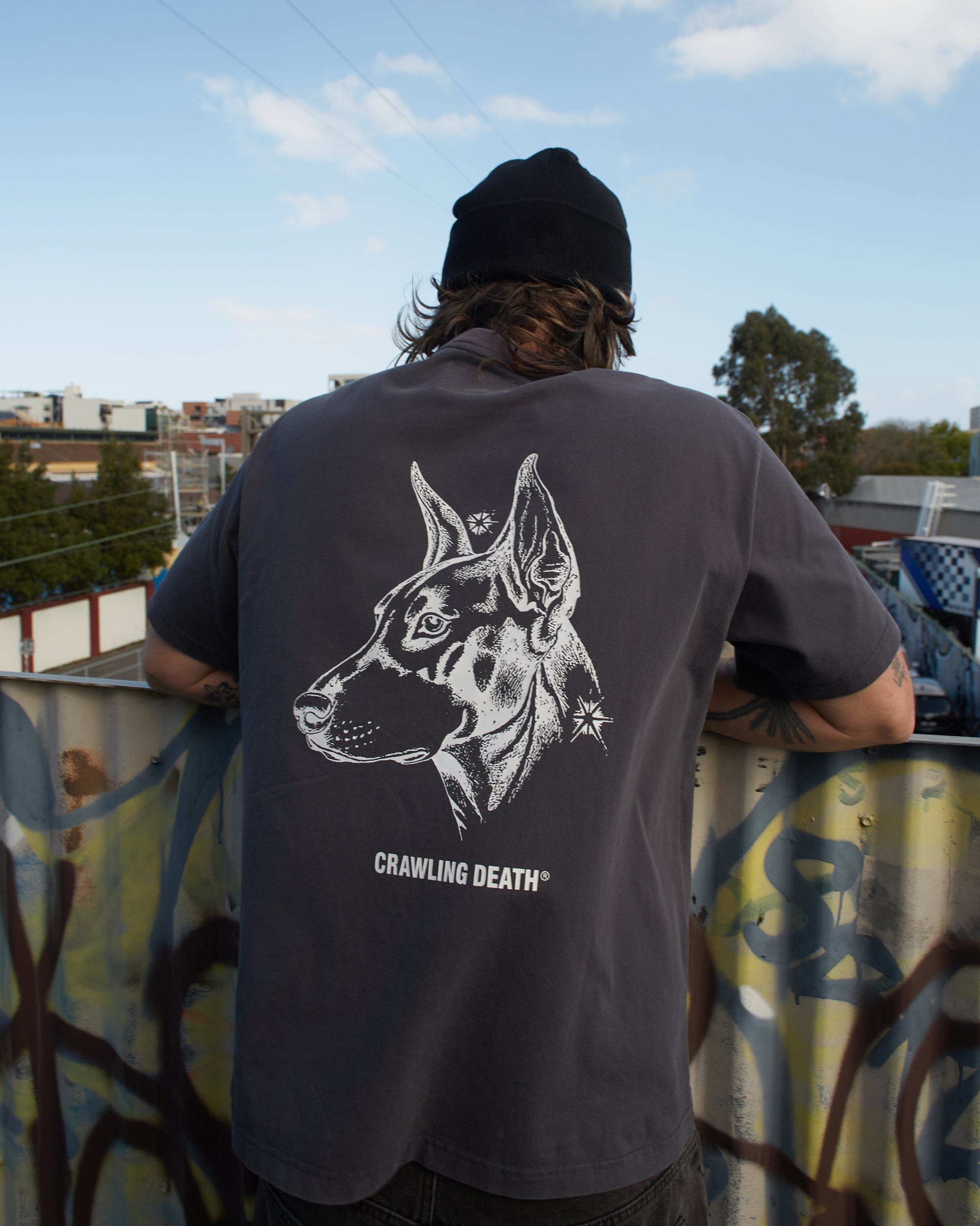 Dog Pocket Tee Washed Charcoal | Spider Sinclair