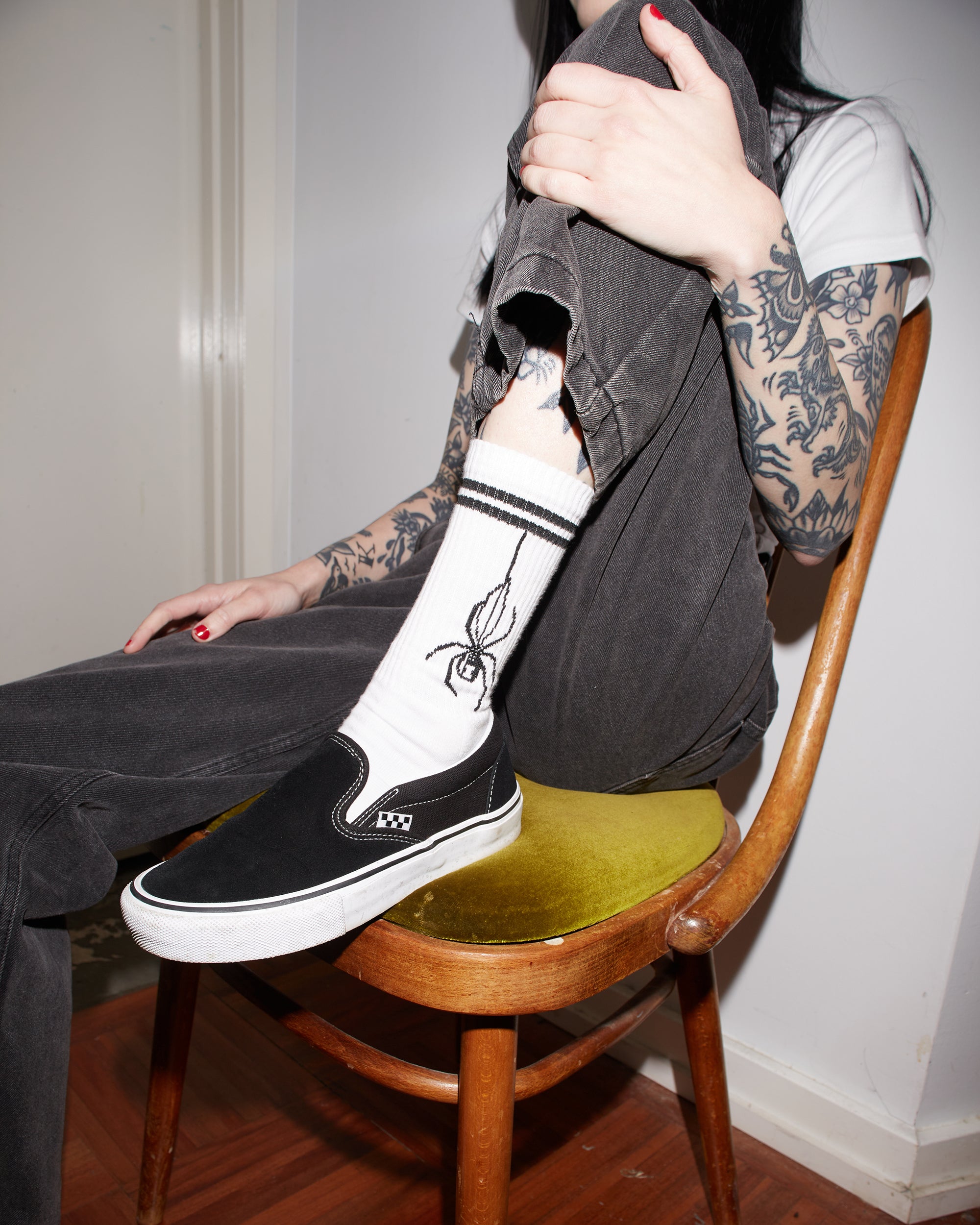 Spider Striped Socks White | Spider Sinclair