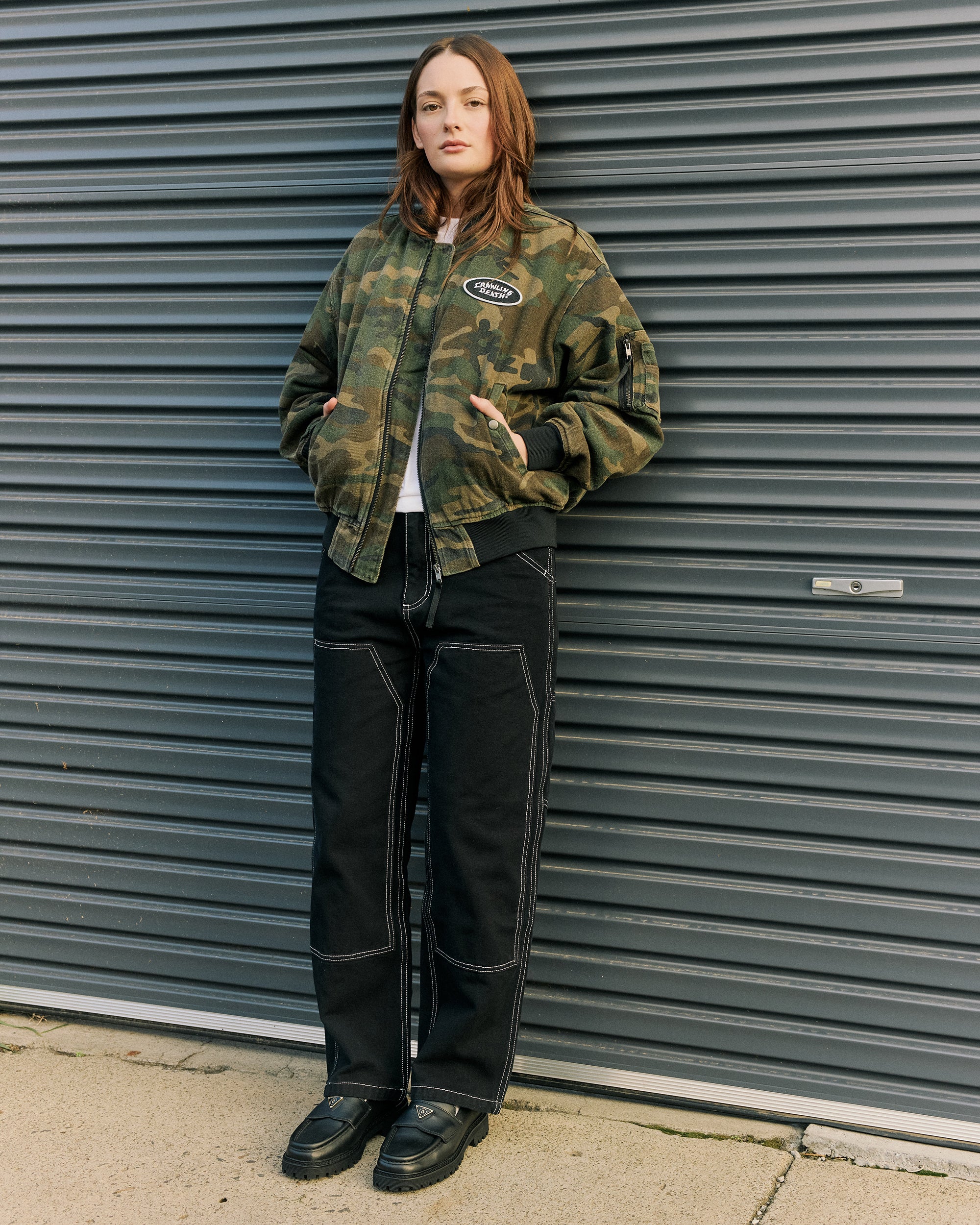 Washed Camo Bomber Jacket Crawling Death - Main Image