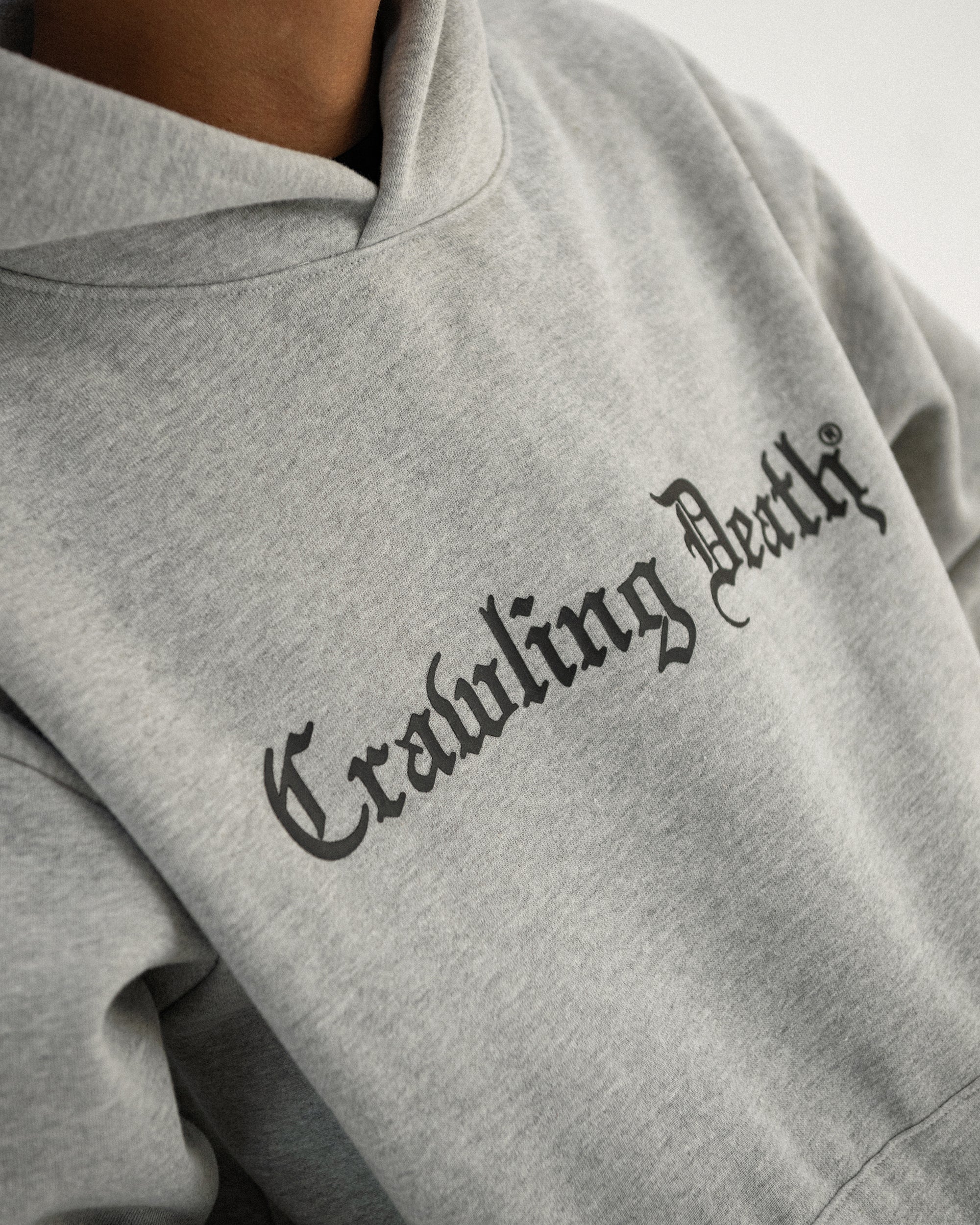 Gothic Script Heavy Hood | Grey