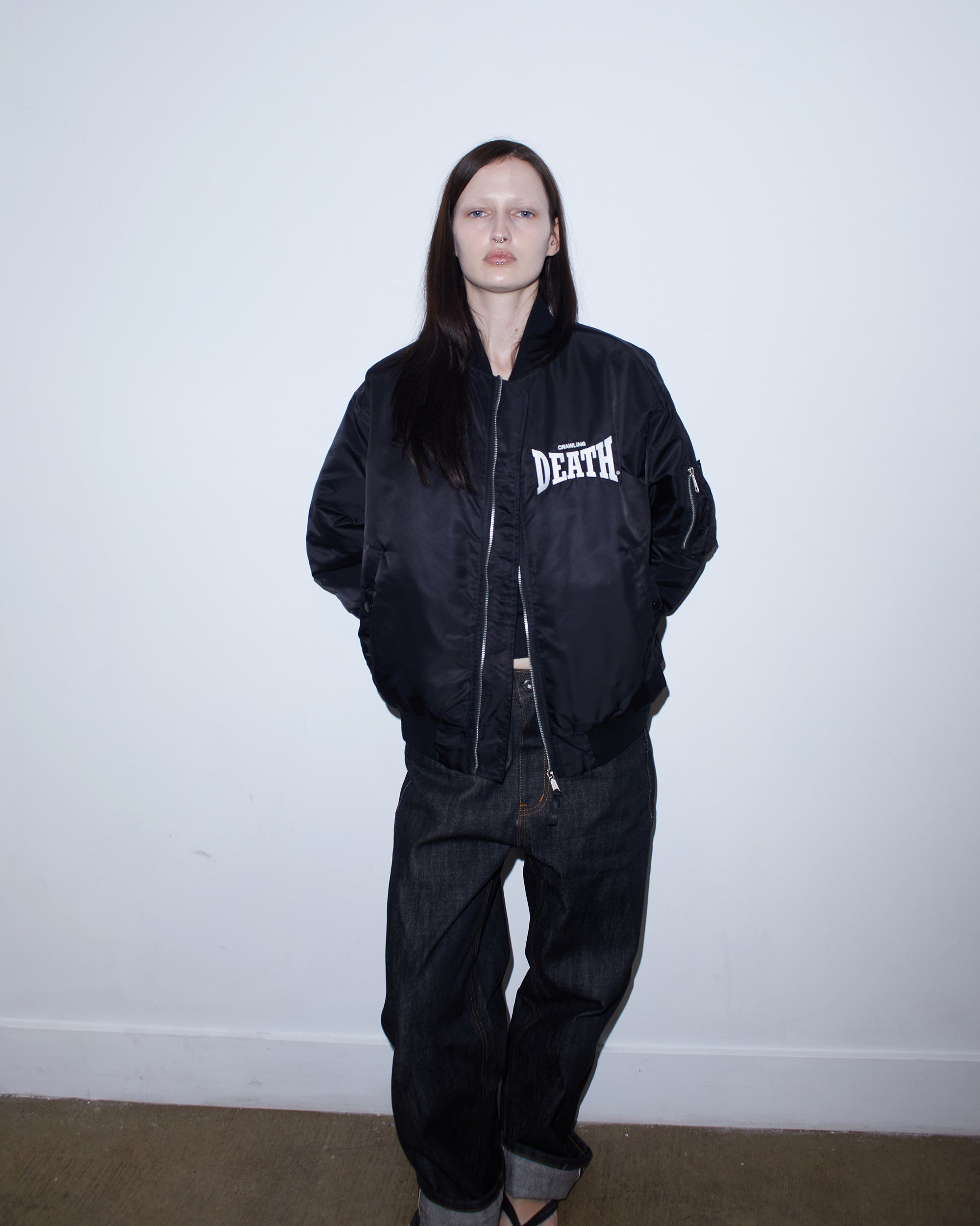 Curve Logo Bomber Jacket | Black