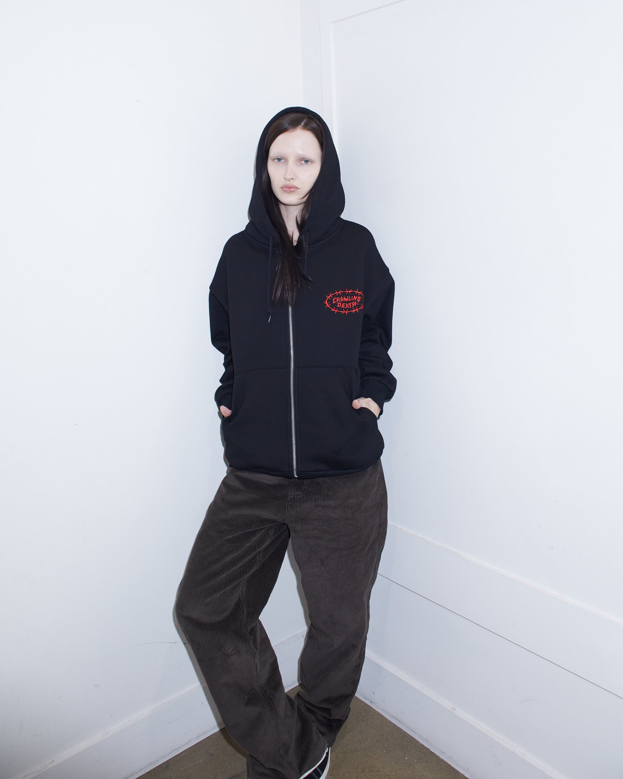 Barbed Logo Zip Hood | Black