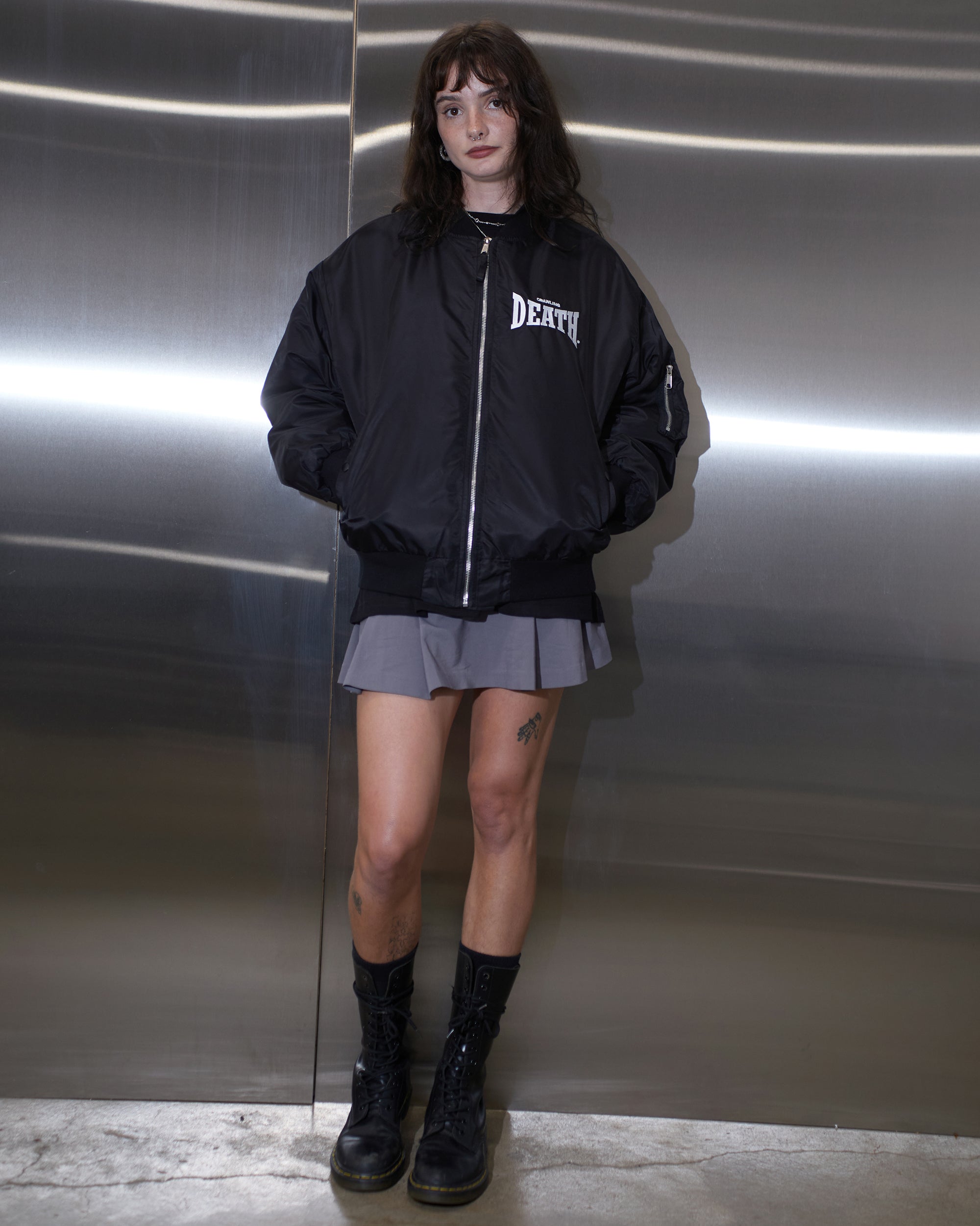Curve Logo Bomber Jacket | Black