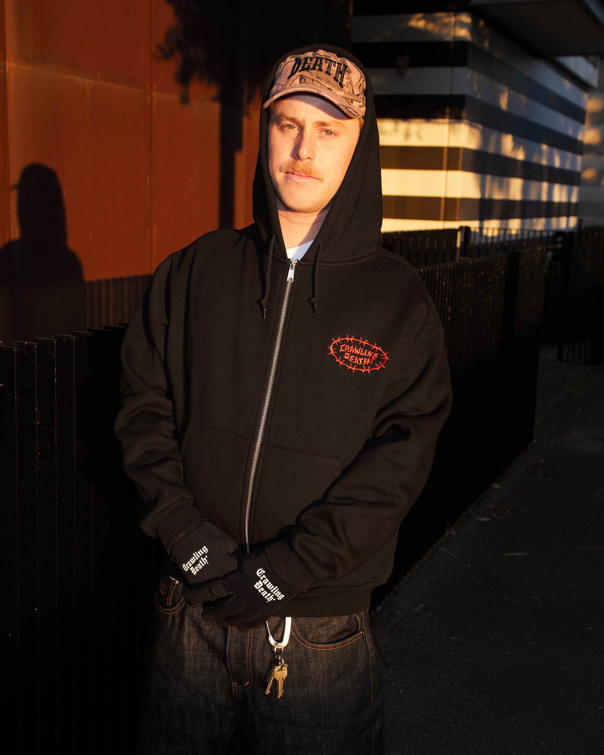 Barbed Logo Zip Hood | Black