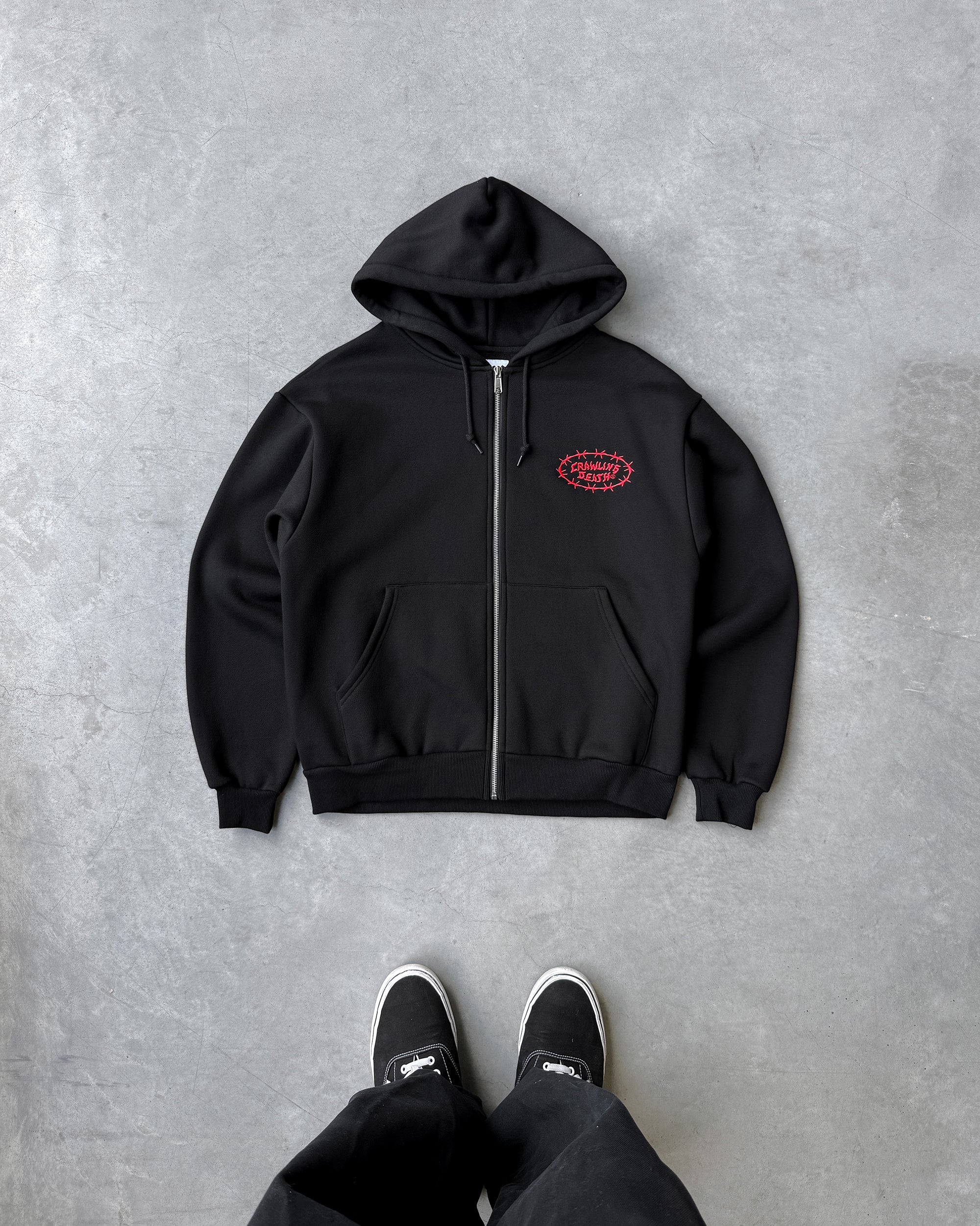 Barbed Logo Zip Hood | Black