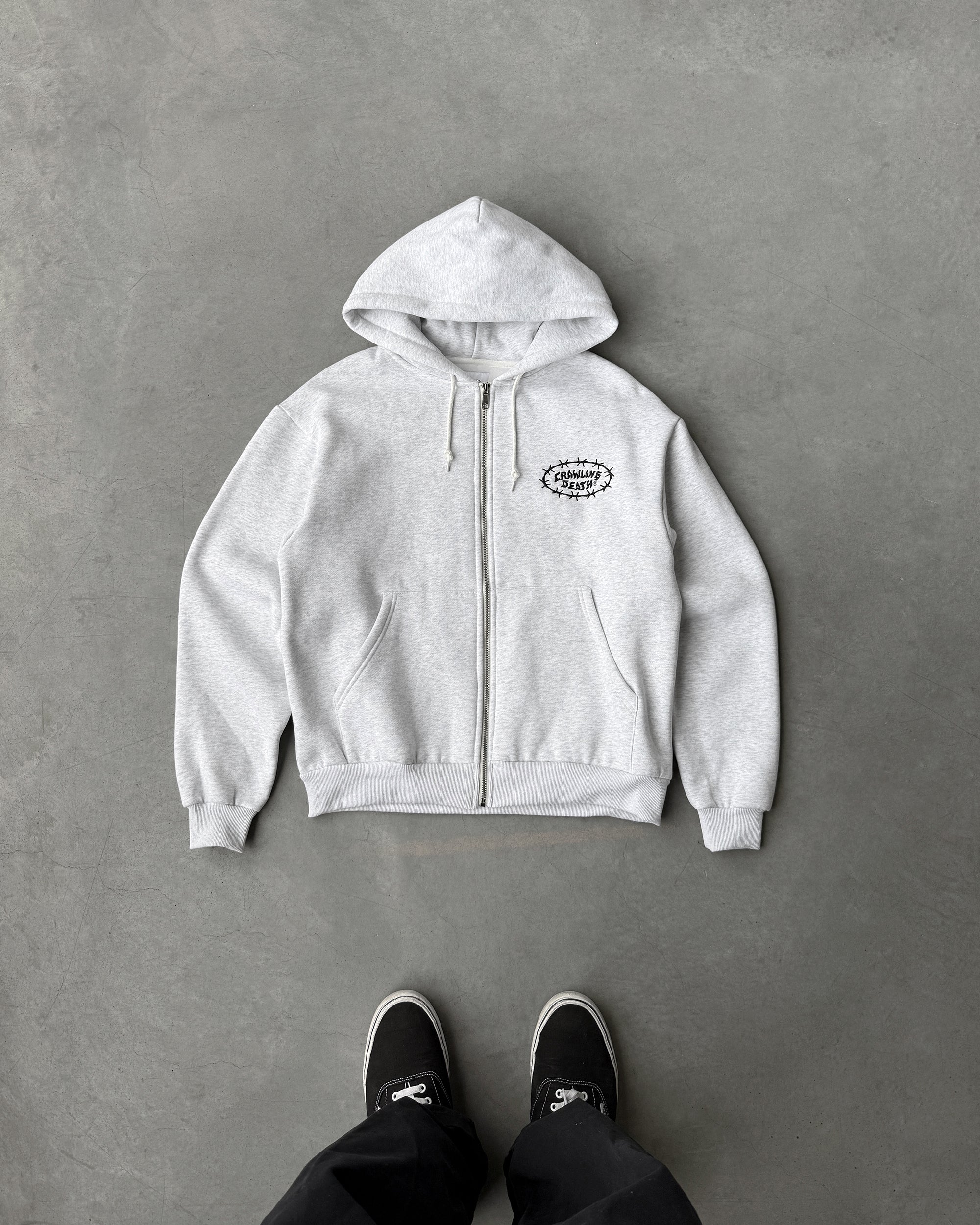 Barbed Logo Zip Hood | Light Grey