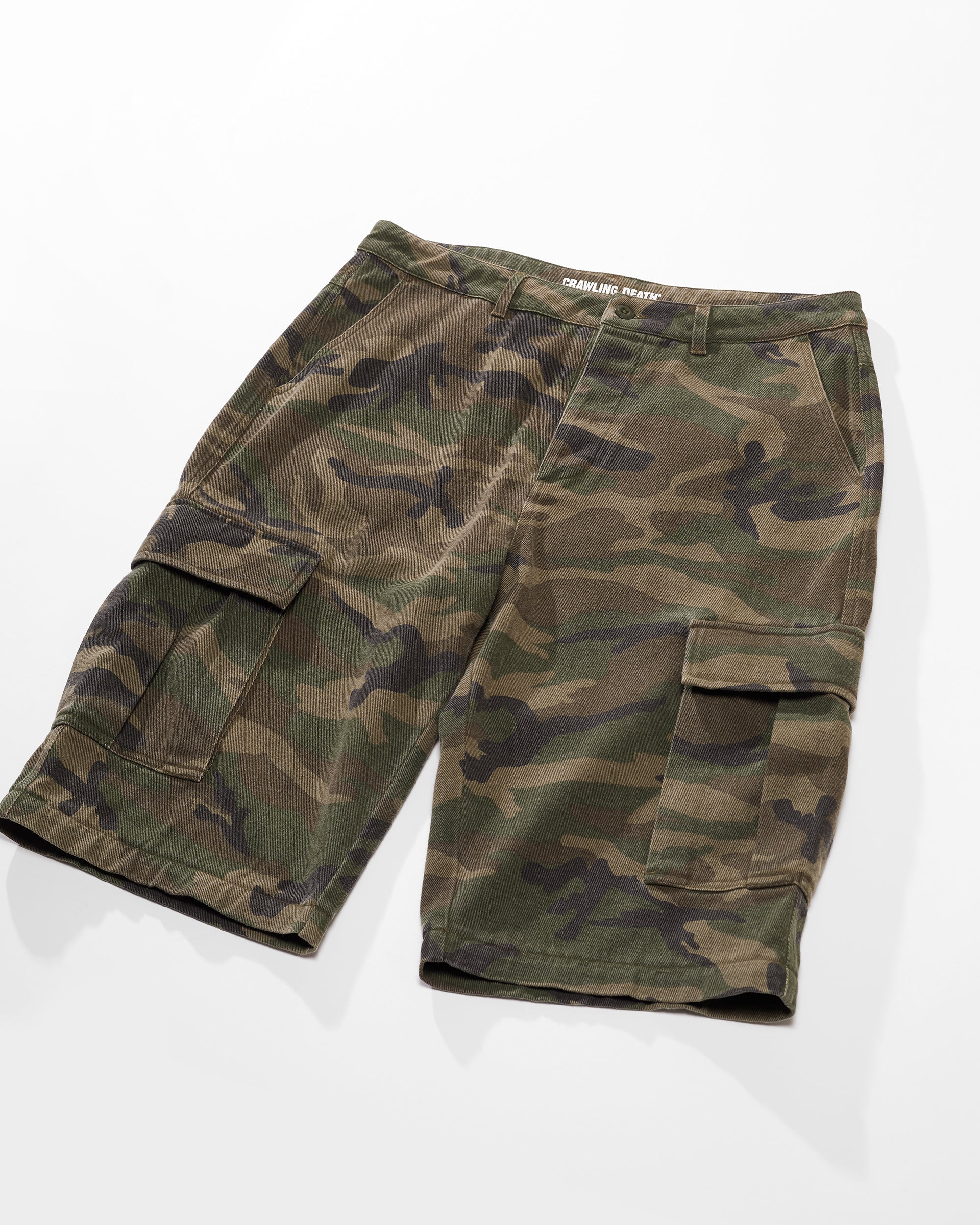 Washed Camo Zip Cargos