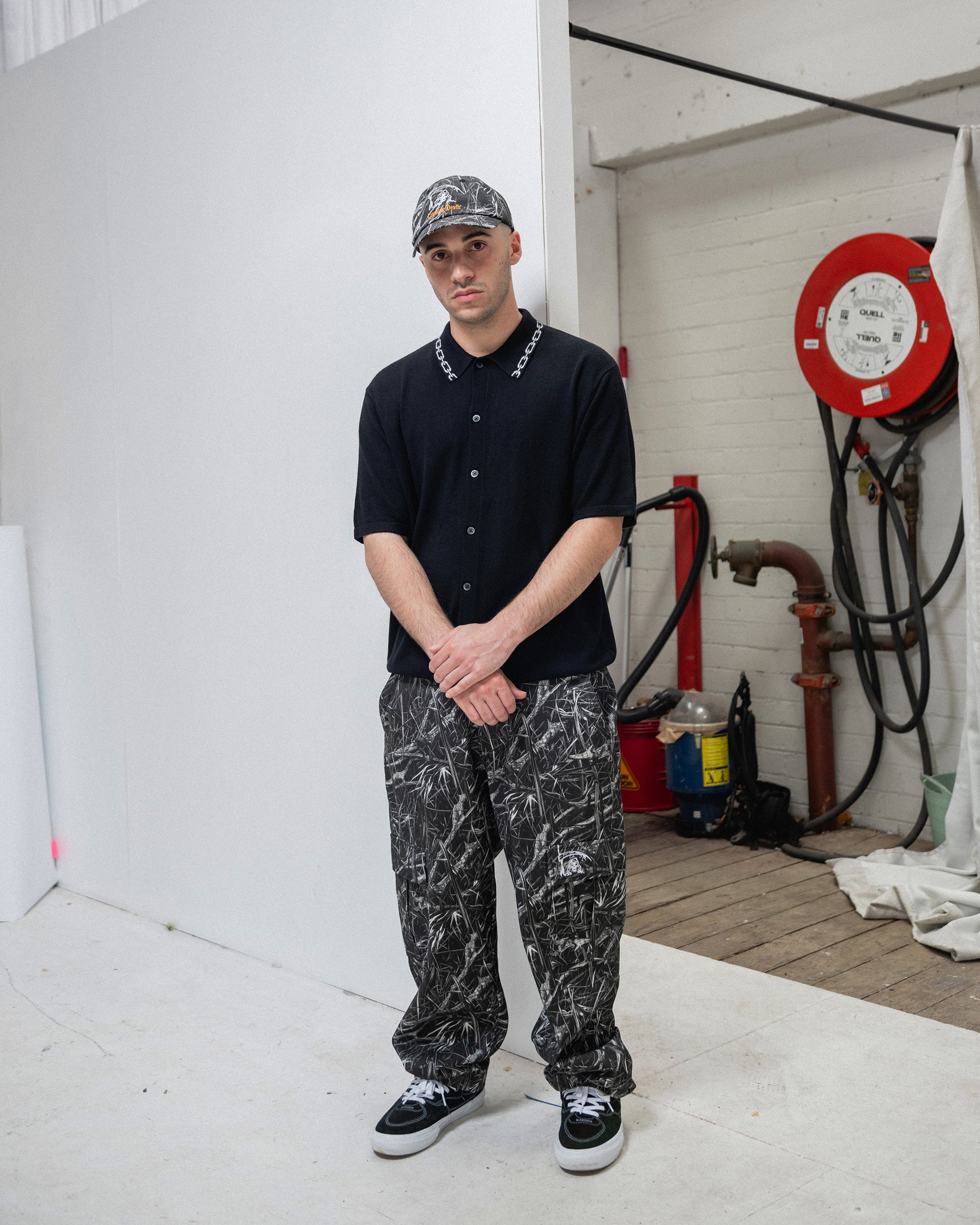 Chain Collar Knit Shirt | Black