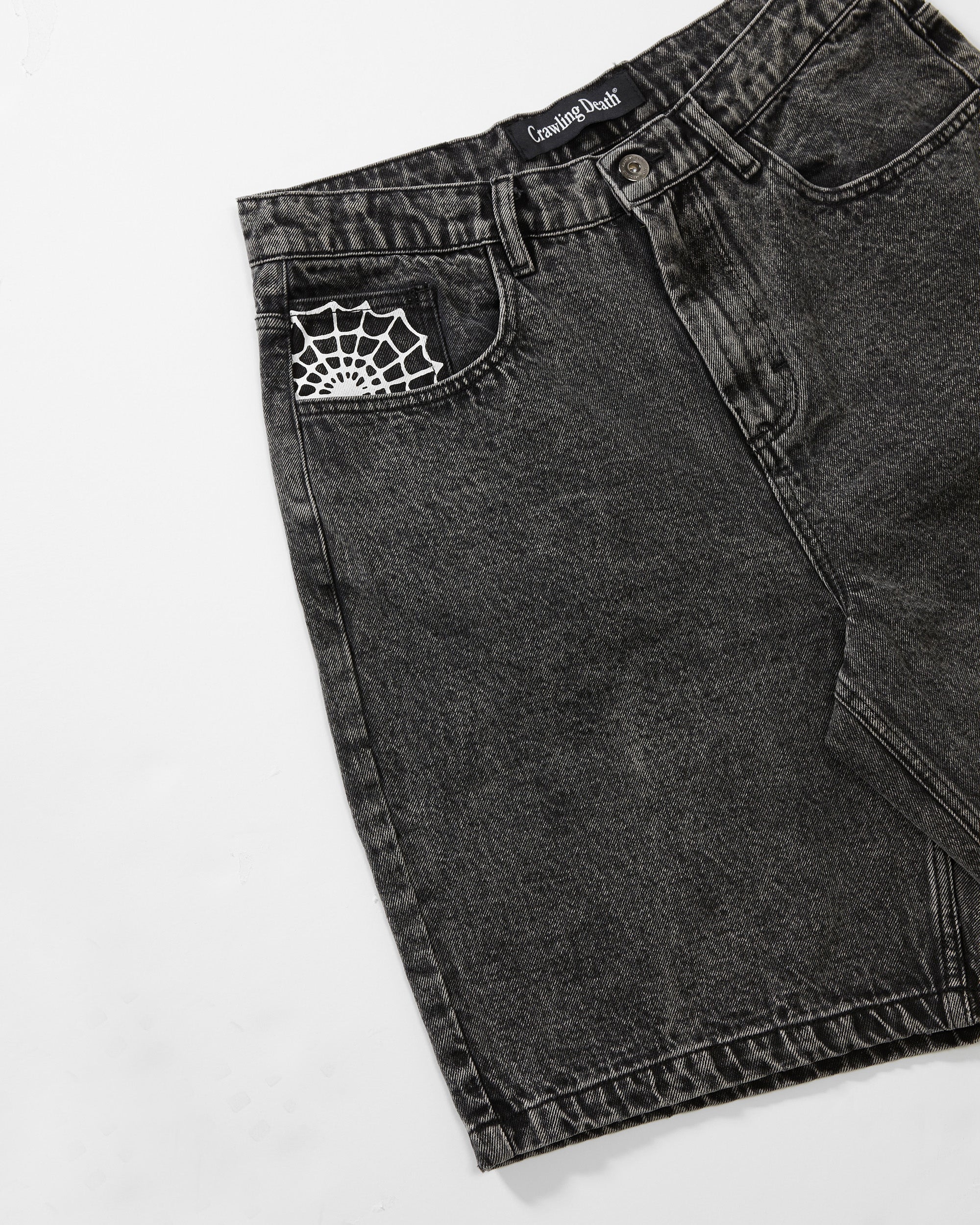 Web Denim Shorts Acid Black