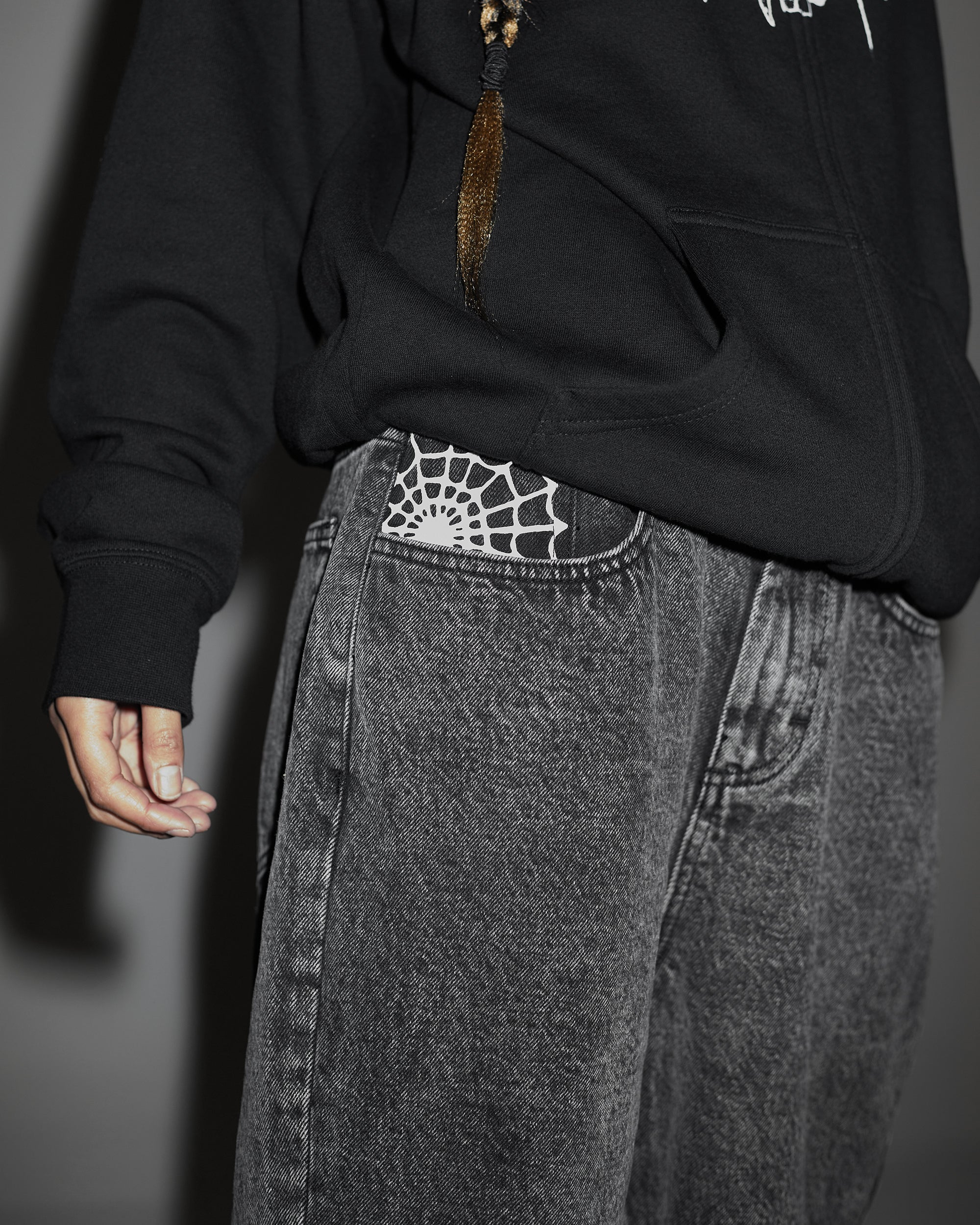 Web Denim Shorts Acid Black