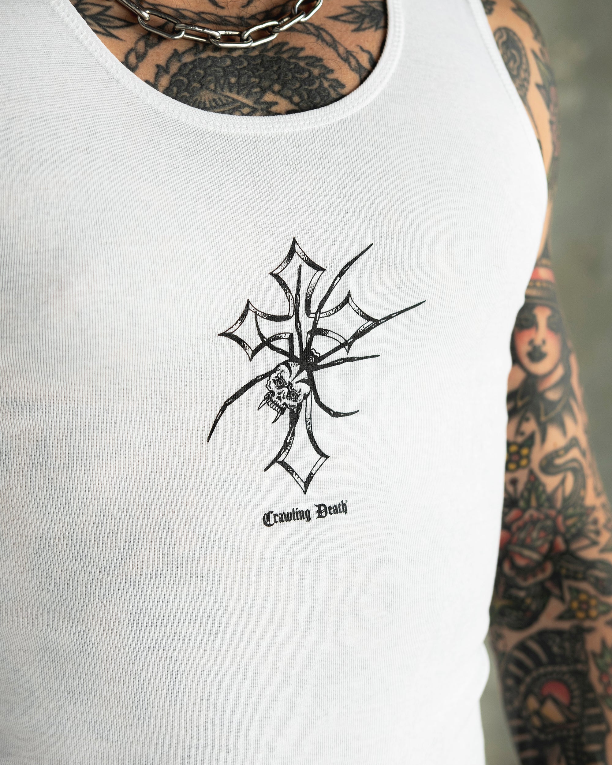 Spider Cross Singlet | White