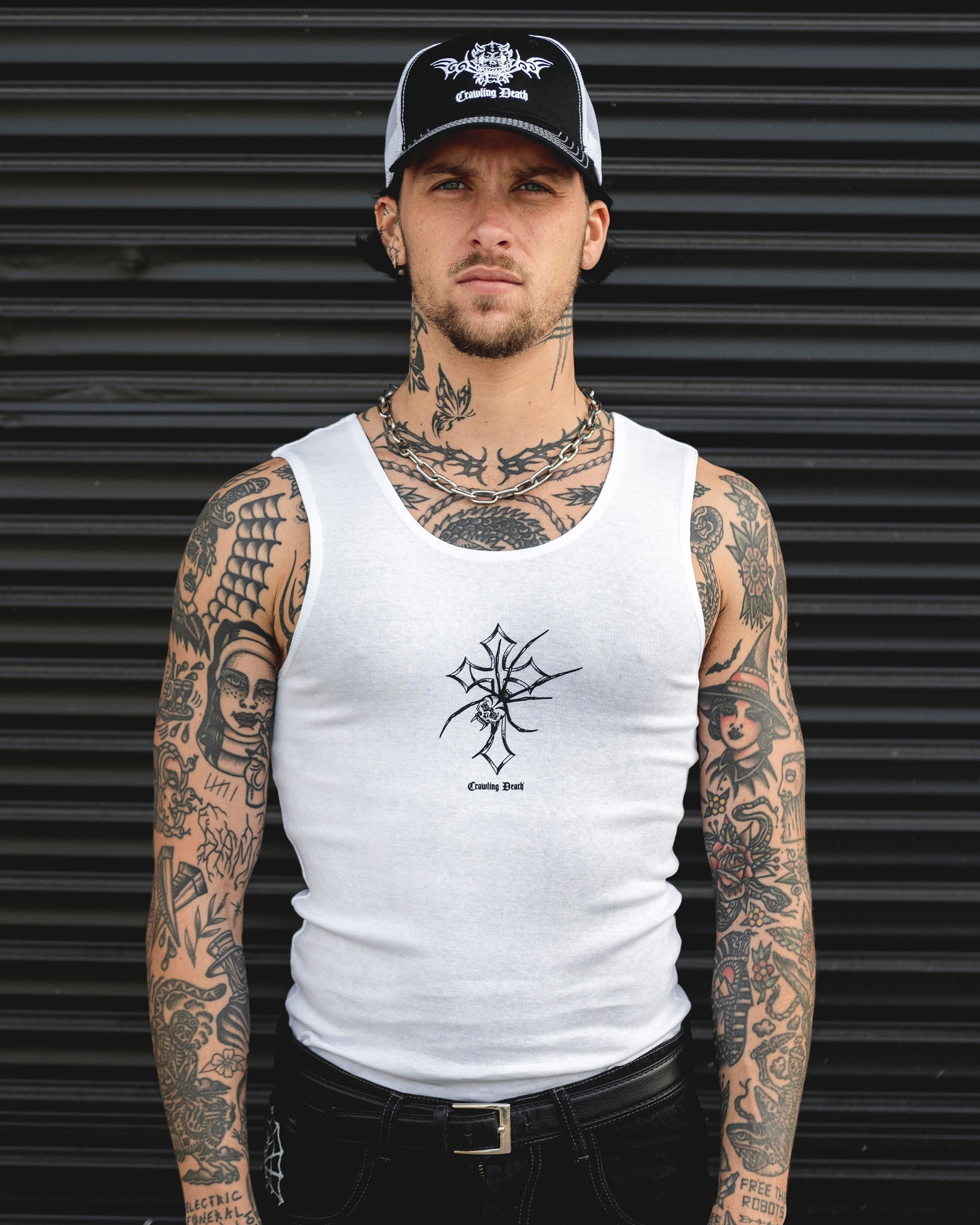 Spider Cross Singlet | White