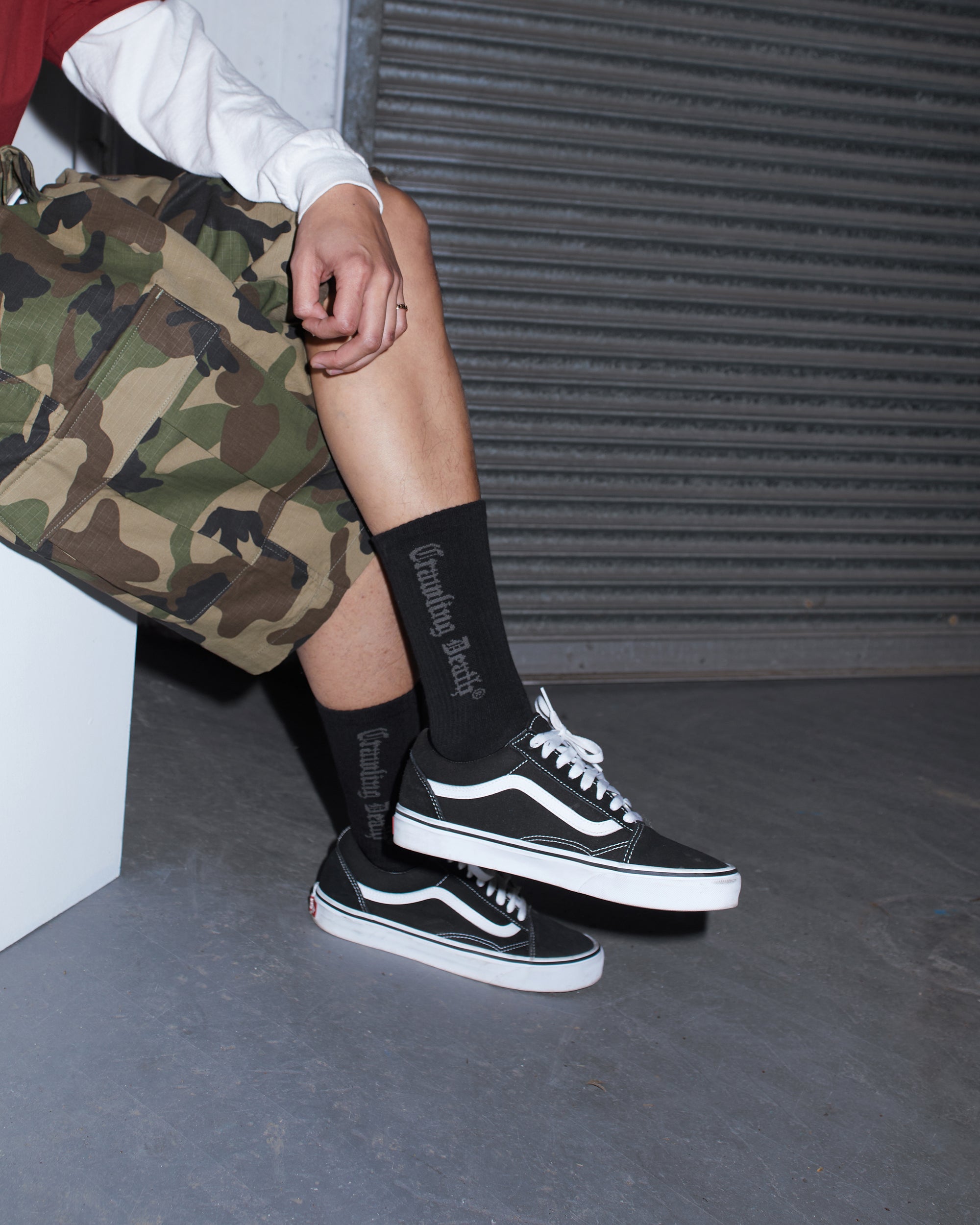 Gothic Logo Socks | Black Grey