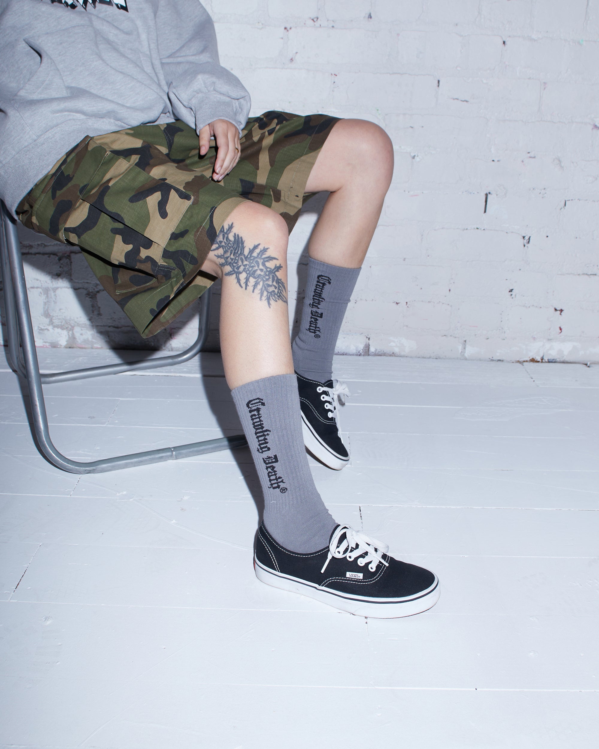 Gothic Logo Socks | Grey Black